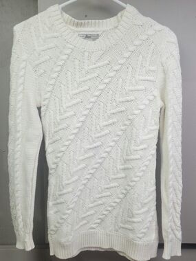 Bass Cream Cable-Knit Pullover Sweater